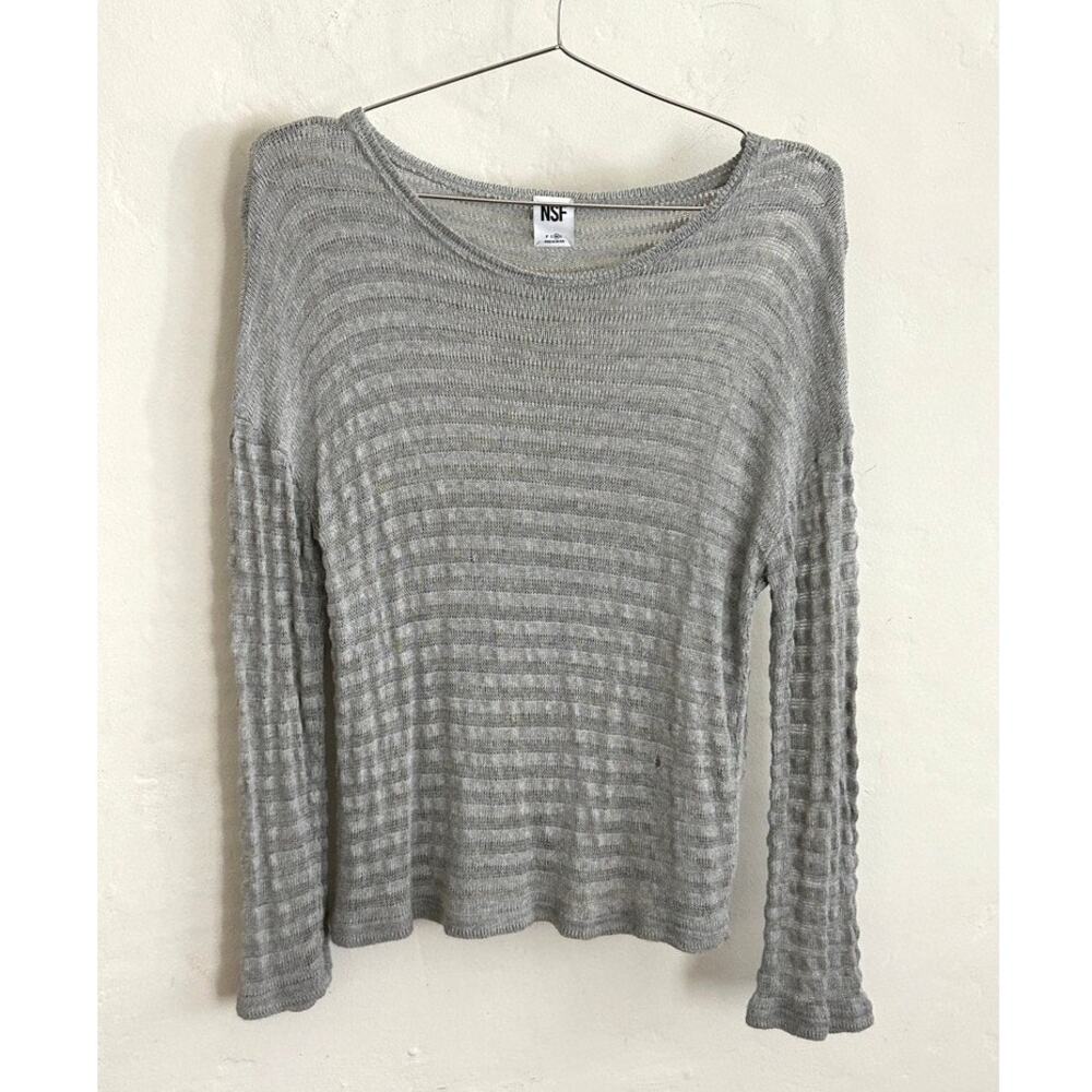NSF Slub Gray Knit Top, Size Medium
